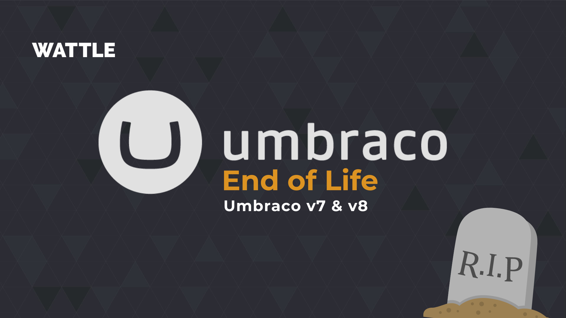 Img: Wattle logo, Umbraco Logo, Text saying End of Life for V7 & V8